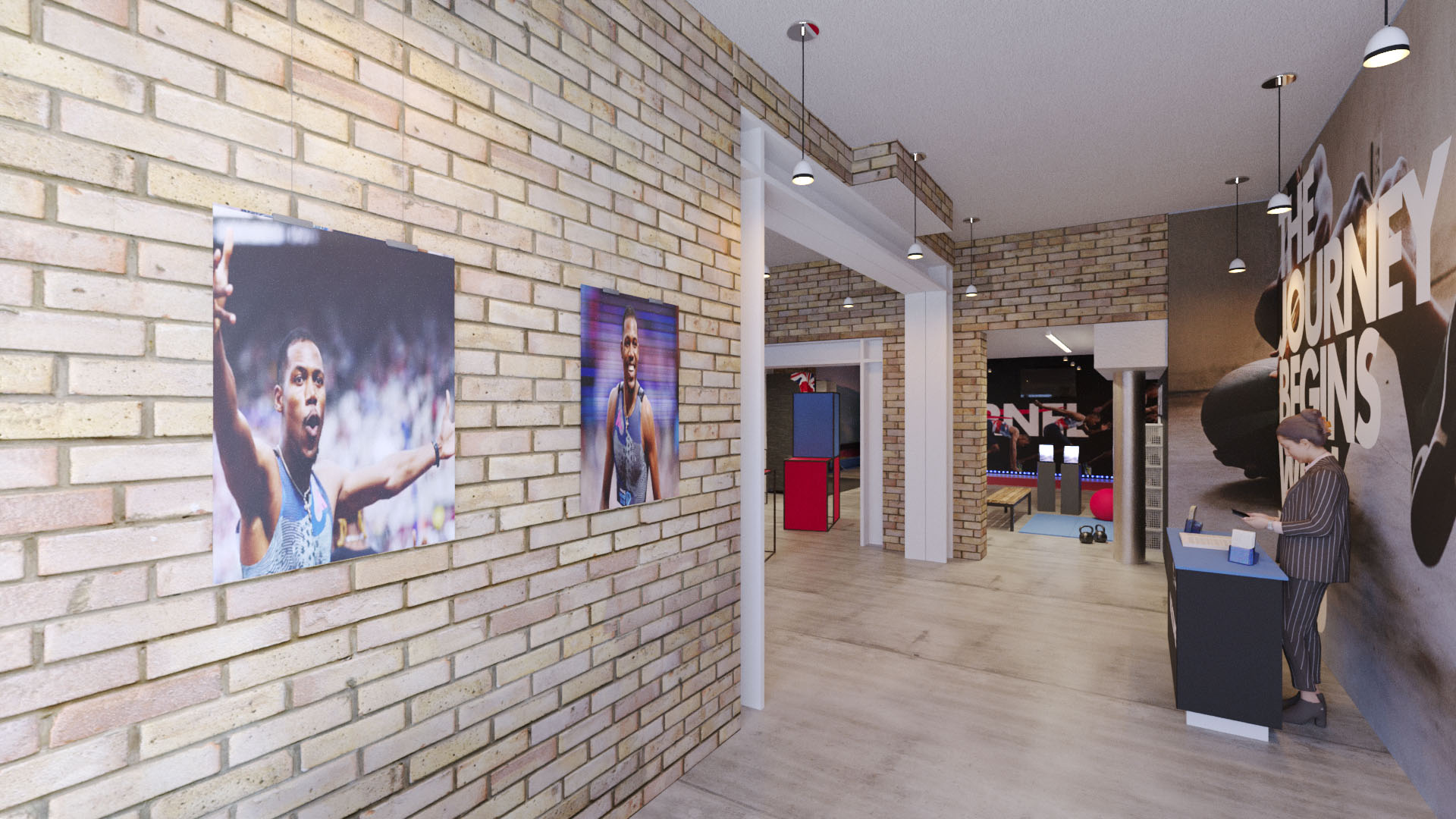 Danone GetPRO entrance with athlete portrait wall