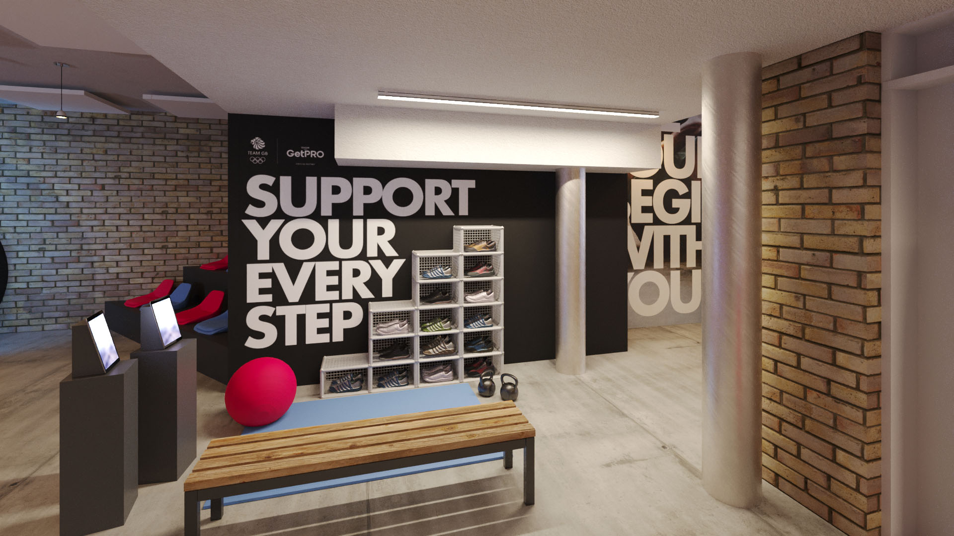 Danone GetPRO footwear and product display