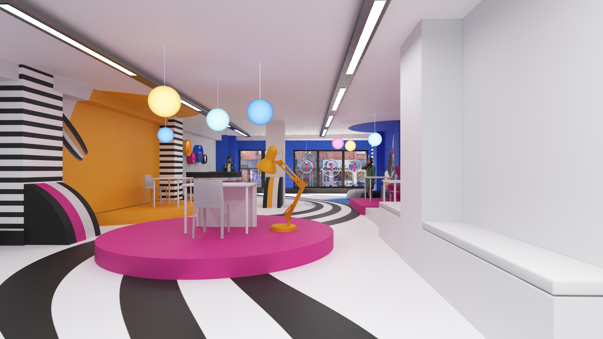 Oreo Twist pop-up pink and blue seating nook